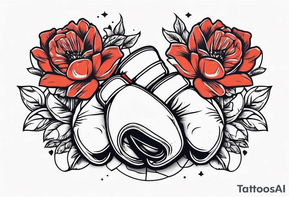 boxing gloves and flowers tattoo idea