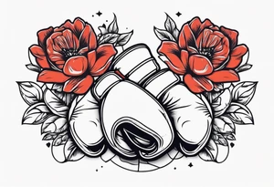 boxing gloves and flowers tattoo idea