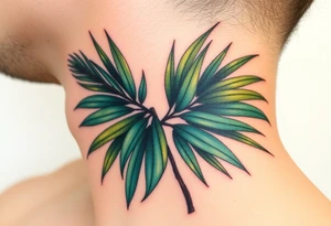 realistic large woven palm leaves tattoo idea