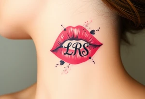 Lipstick kiss print with initials lrs tattoo idea