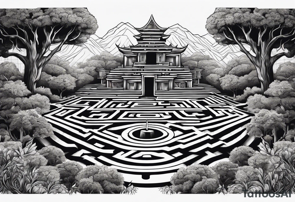 a labyrinth made out of a tree tattoo idea