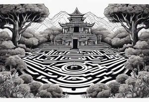 a labyrinth made out of a tree tattoo idea
