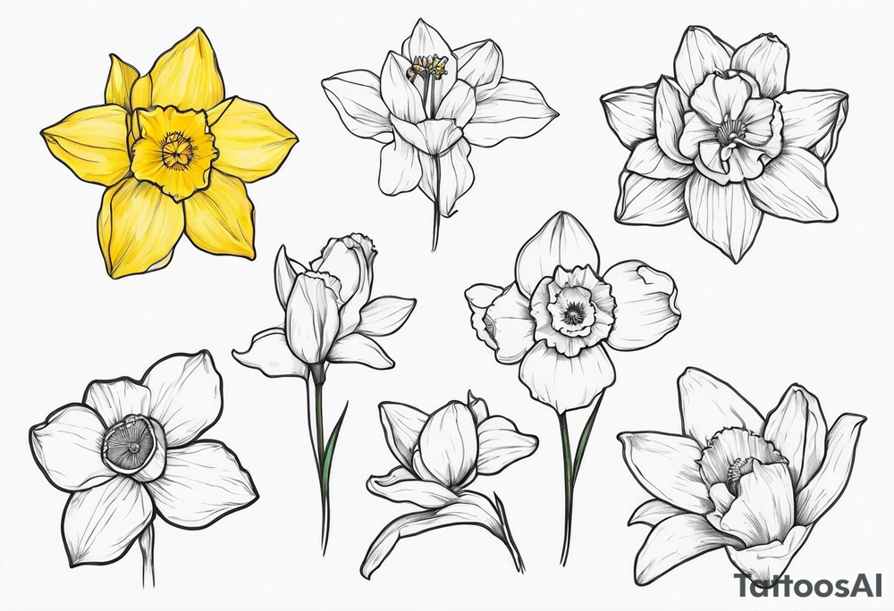 Daffodil birth flower chain tattoo idea