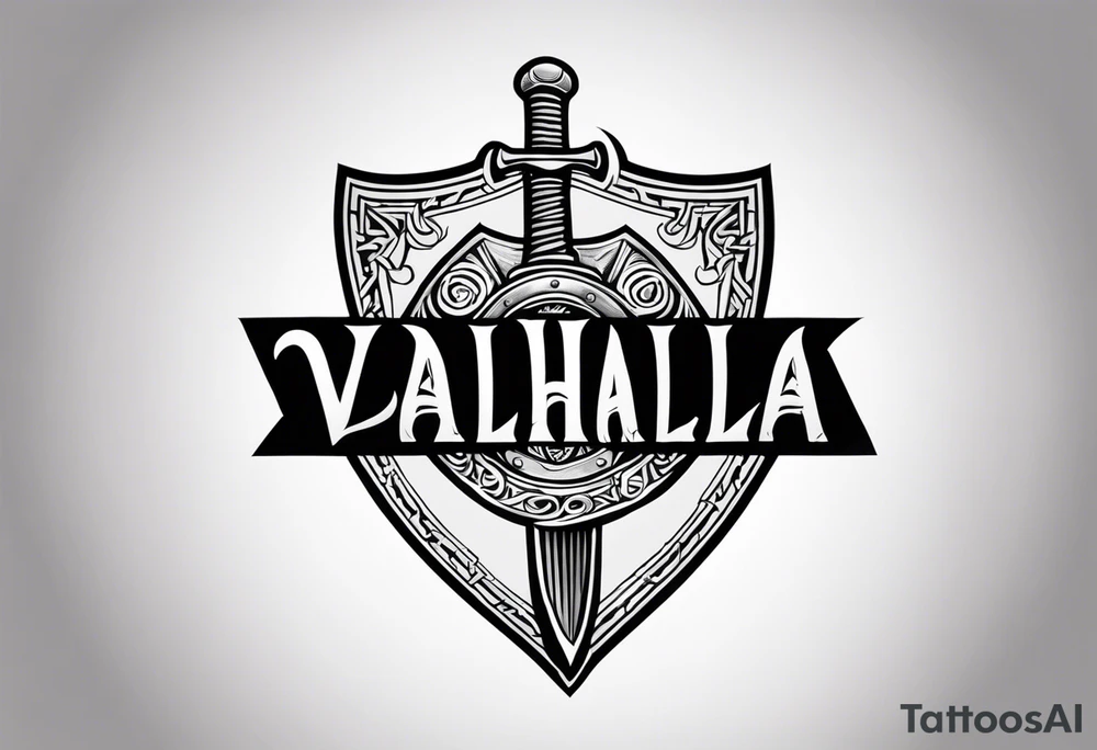 Valhalla viking gods shield hatchet sword tattoo idea