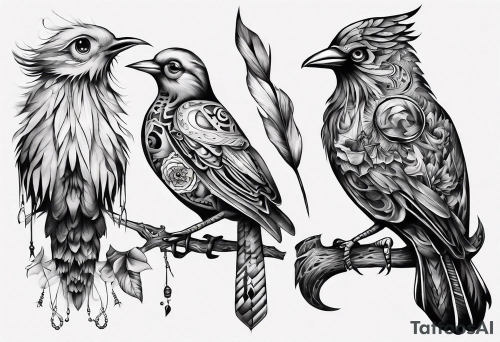this bird you cannot change, highly detailed tattoo idea