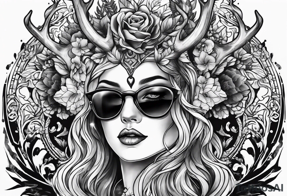 A human with a deer skull head tattoo idea