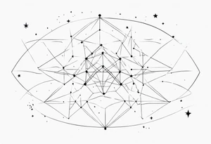 A giant vivern with thin lines on the background of the constellation elegant tattoo idea