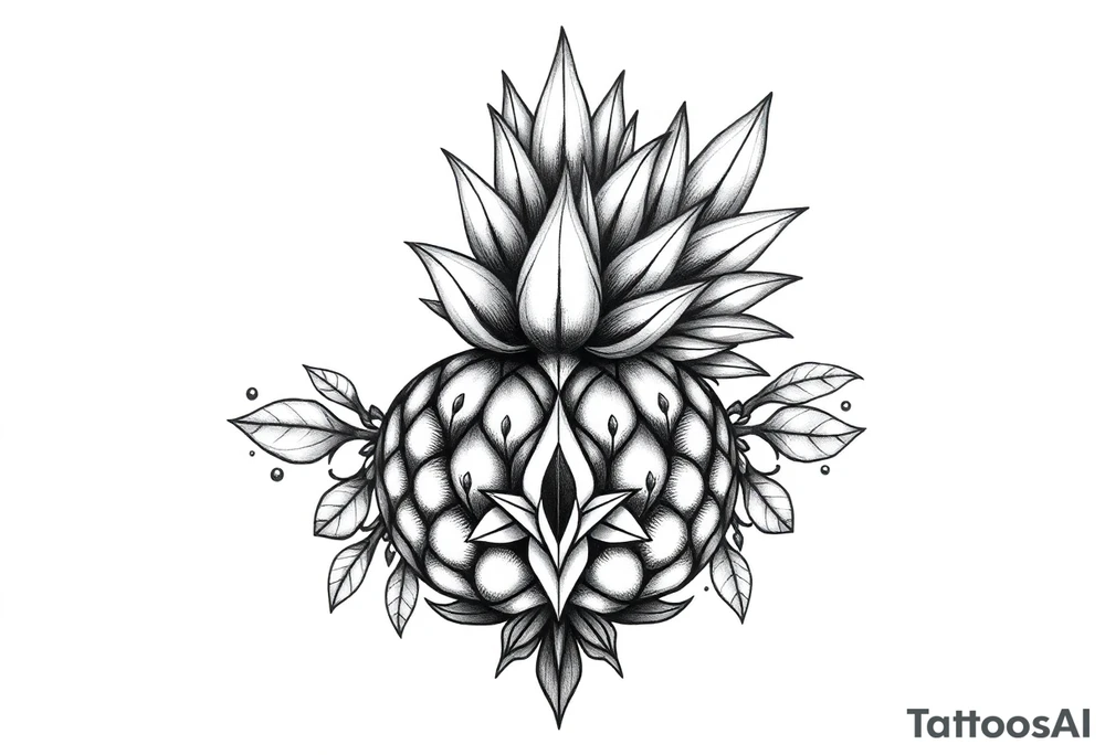 Bushy crown pineapple vagina, design to go over vagina , erotic vagina area design, anus to be at the bottom tattoo idea