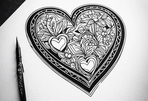 necklace heart locket with two couple inside tattoo idea