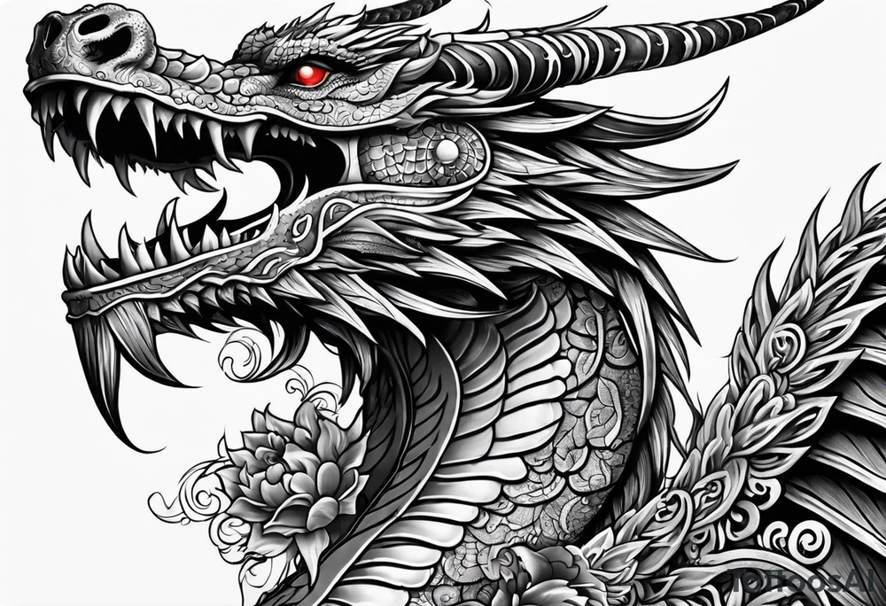 Dragon mexican skull full body tattoo idea