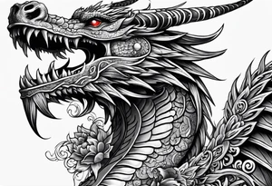 Dragon mexican skull full body tattoo idea
