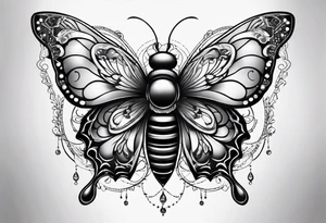 half butterfly half bee designed tattoo tattoo idea