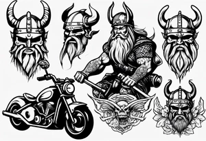 viking riding a motorcycle tattoo idea