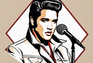 Elvis las Vegas with a microphone in a box which has the form of a diamond tattoo idea