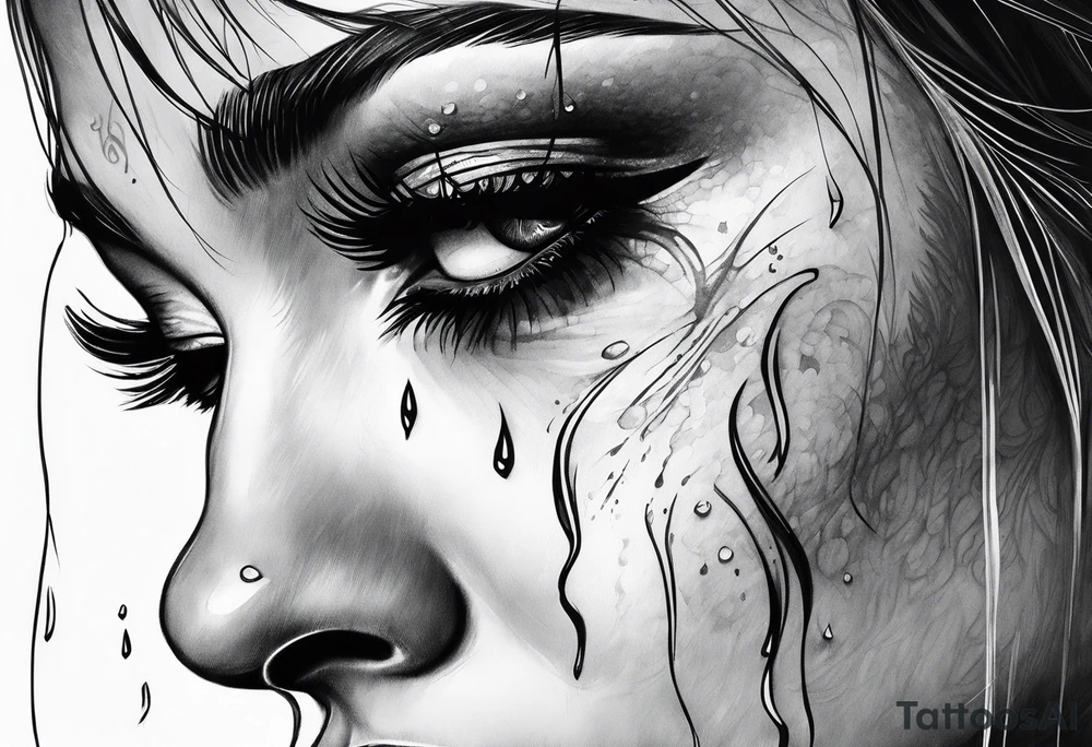 crying face with tears tattoo idea