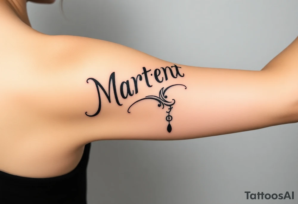 Martinez tribal lettering ,shoulder dropping down to arm tattoo idea