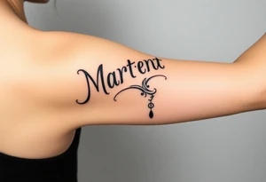 Martinez tribal lettering ,shoulder dropping down to arm tattoo idea