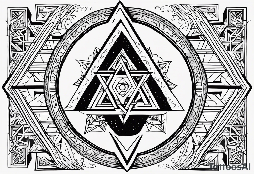 Its a pagan charm of the tetragrammaton to represent powerful the connection God is to Rebecca Sierra as a chosen one designed by God himself with female flair and simple and bold to be recognized as warning to all evil, to also provide love and protection tattoo idea