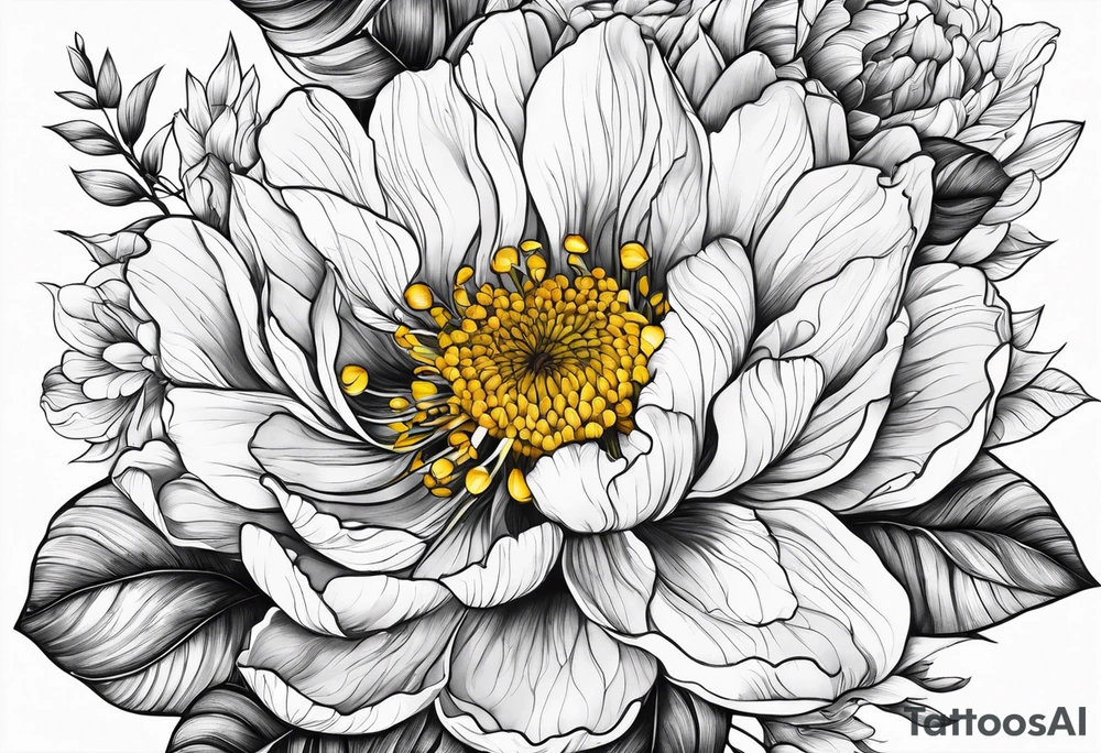 The word manmie in a yellow flower tattoo idea