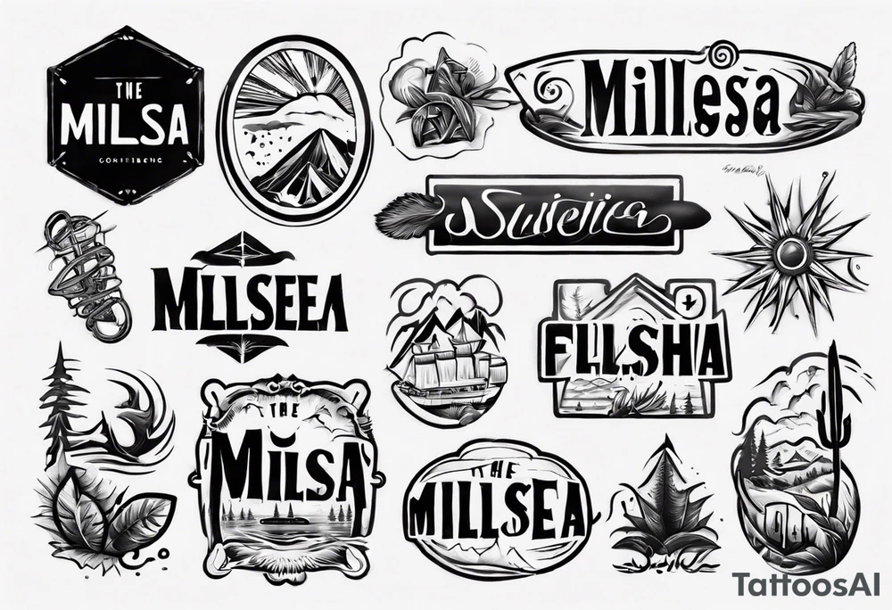 The word "MILLSEA", with an outdoors vibe. Block lettering tattoo idea