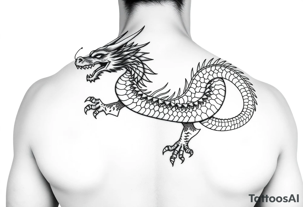Japanese dragon back piece tattoo idea