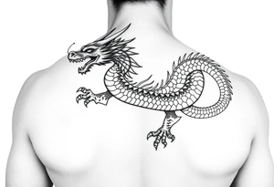 Japanese dragon back piece tattoo idea