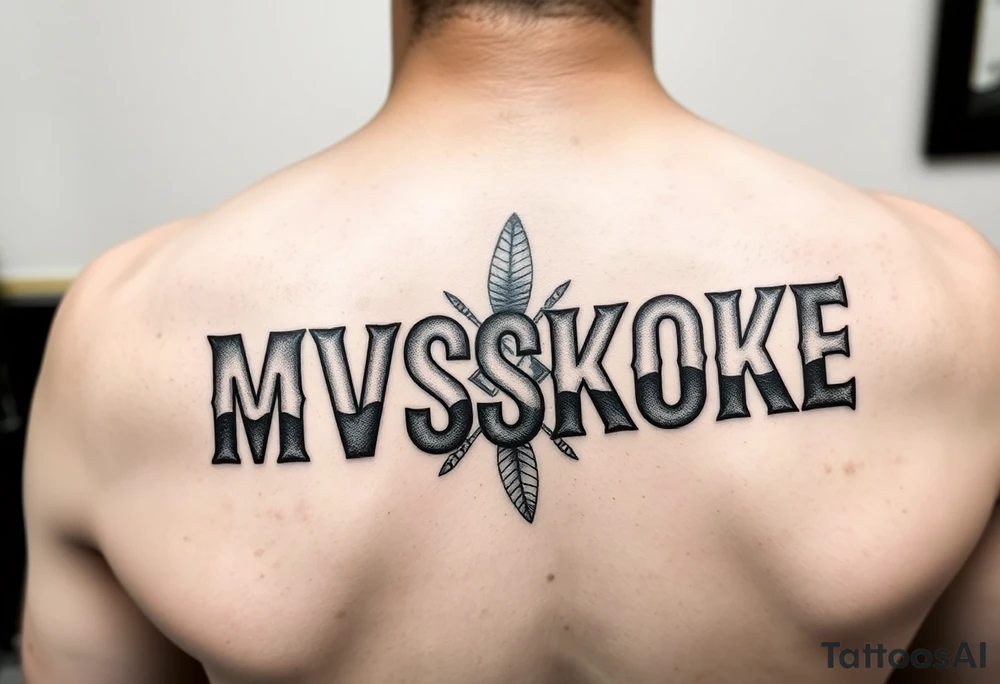 “MVSKOKE” shaded with Native American print tattoo idea
