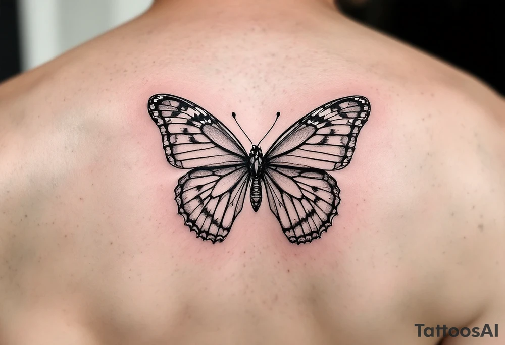 A bow tie with the outline of a butterfly tattoo idea