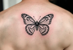 A bow tie with the outline of a butterfly tattoo idea