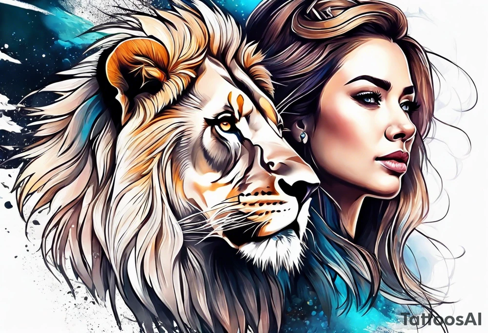 lion and lioness tattoo idea