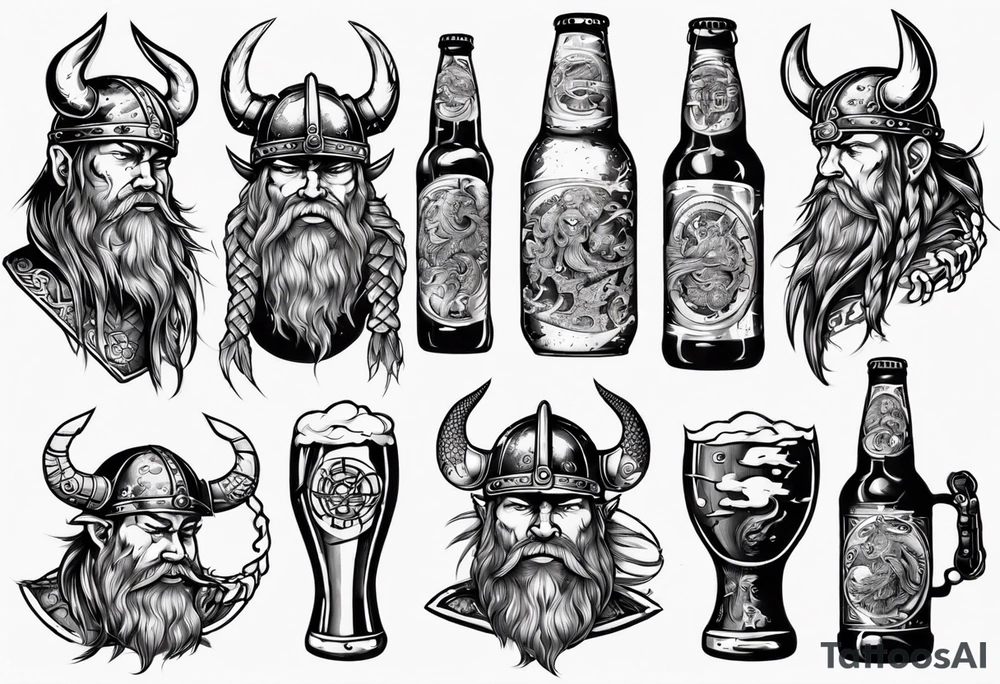 viking drinking beer tattoo idea