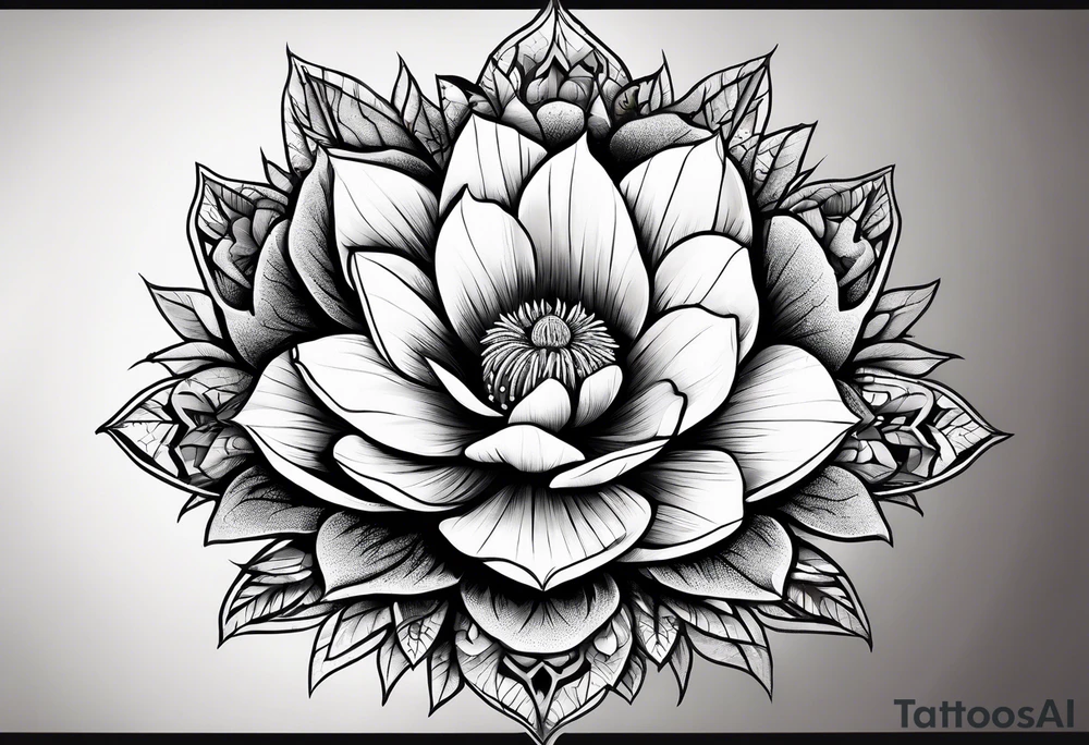 A prickly pear embedding a wind rose tattoo idea