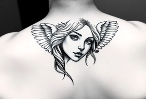 beauty angel girl face tattoo idea