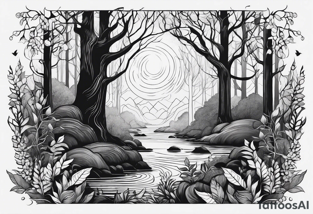lines forest, minimalystic tattoo idea