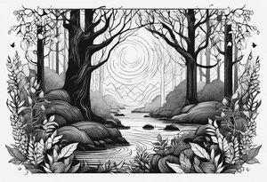 lines forest, minimalystic tattoo idea