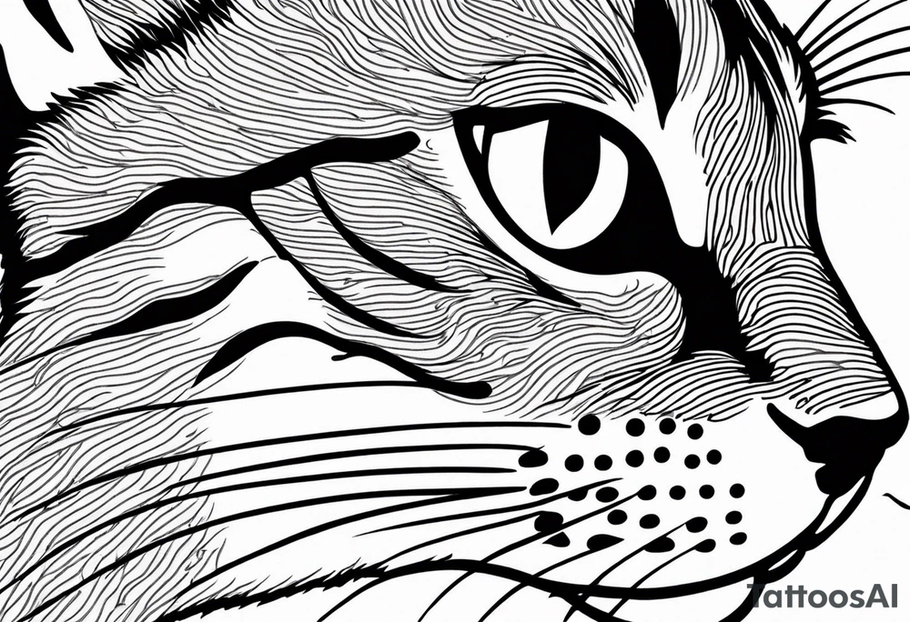 right side profile of a cat face tattoo idea