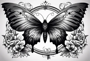 A Butterfly and a Raven like Yin Yang tattoo idea