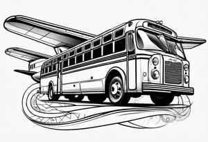 A bus with airplane wings tattoo idea