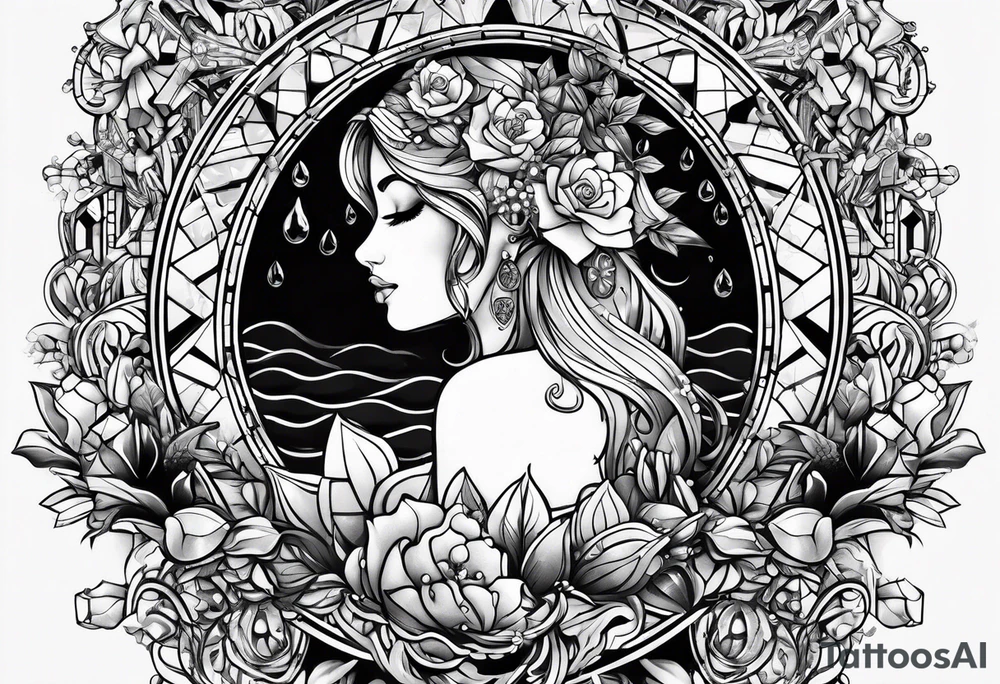 a bathroom shower that rains ice cubes tattoo idea