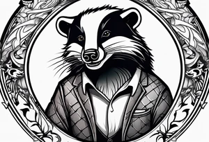 Angry badger with hands tattoo idea