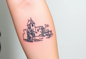 medieval woodcut scene tattoo idea