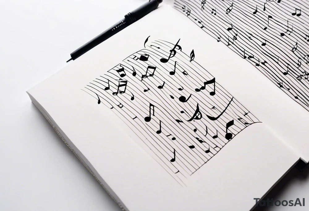 Song book with music notes coming out of it tattoo idea