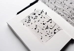 Song book with music notes coming out of it tattoo idea