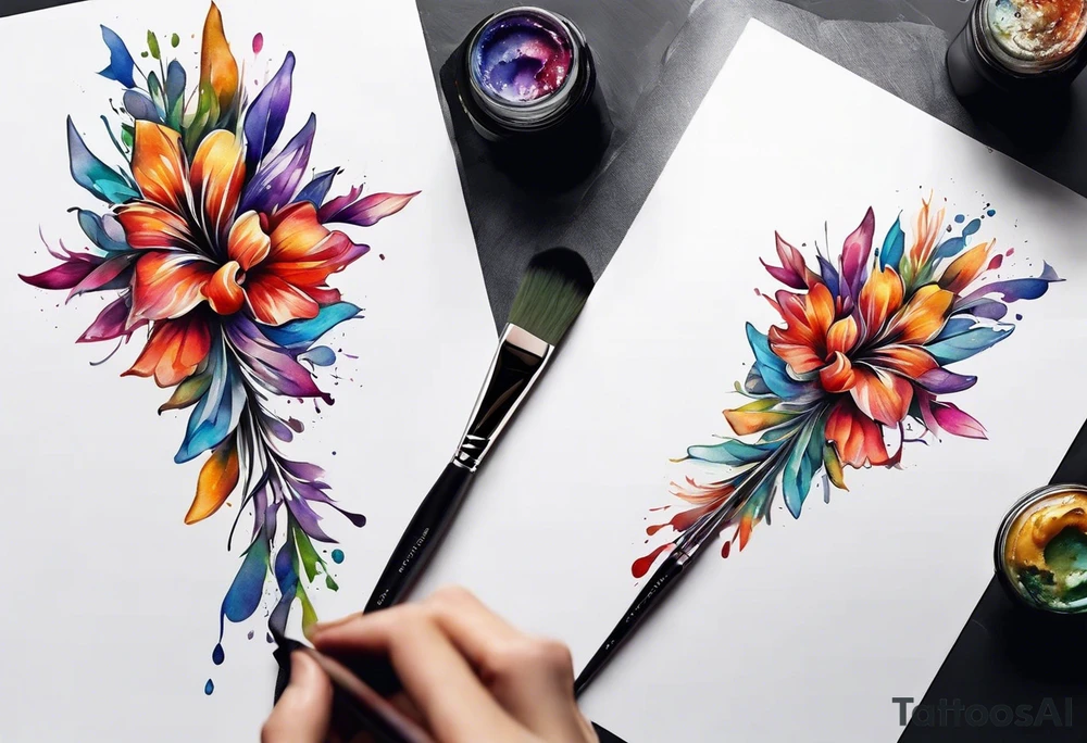 paintbrush cross with watercolor backgound tattoo idea