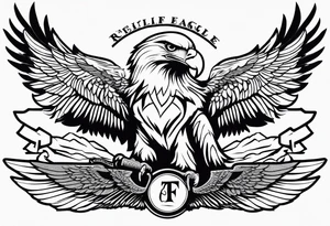 realistic eagle full body  sit face front closed wings tattoo idea