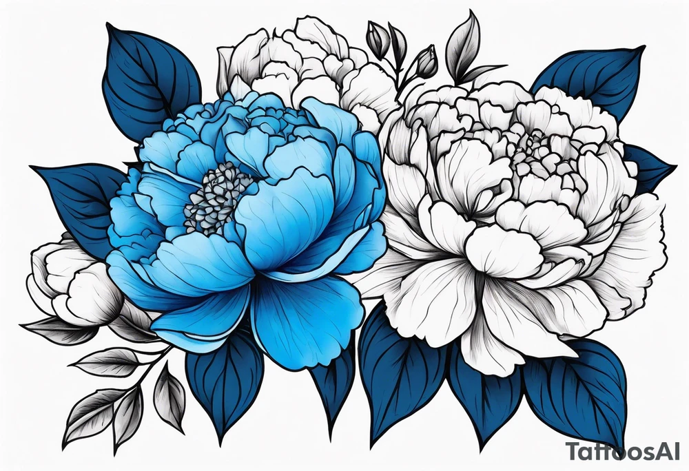 Blue hydrangeas with peonies tattoo idea