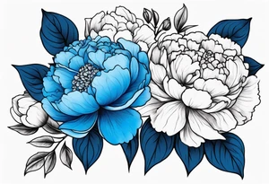 Blue hydrangeas with peonies tattoo idea