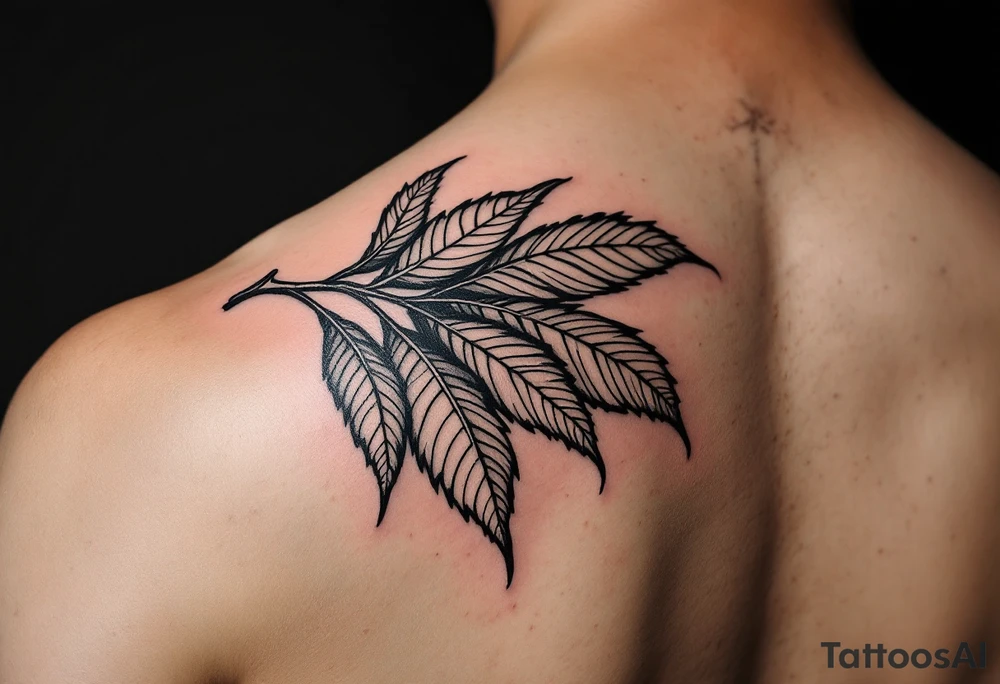 Hawaiian breadfruit tree leaves tattoo idea