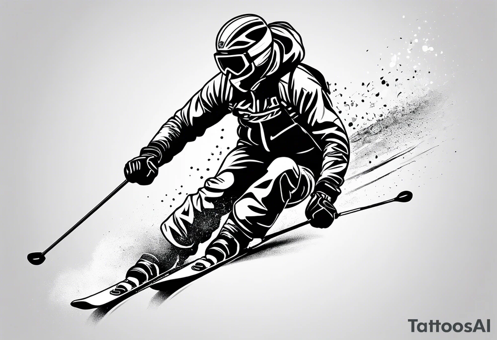 Skier in motion, fine line, more abstract tattoo idea Skier in motion, fine line, more abstract tattoo idea