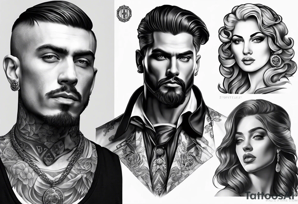 Portrait tattoos of historical figures, enriched with the depth and emotion typical of classic editorial portrait photography tattoo idea